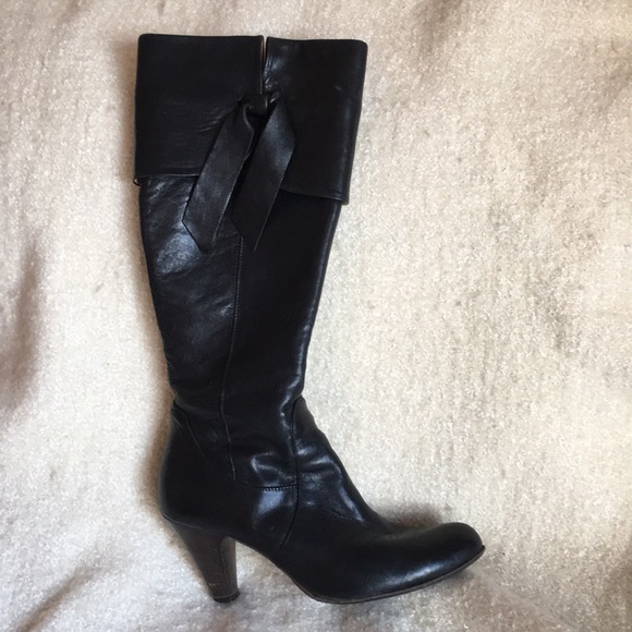 Vera cuoio boots 3 inch heel black leather Sz 8 - Picture 6 of 8